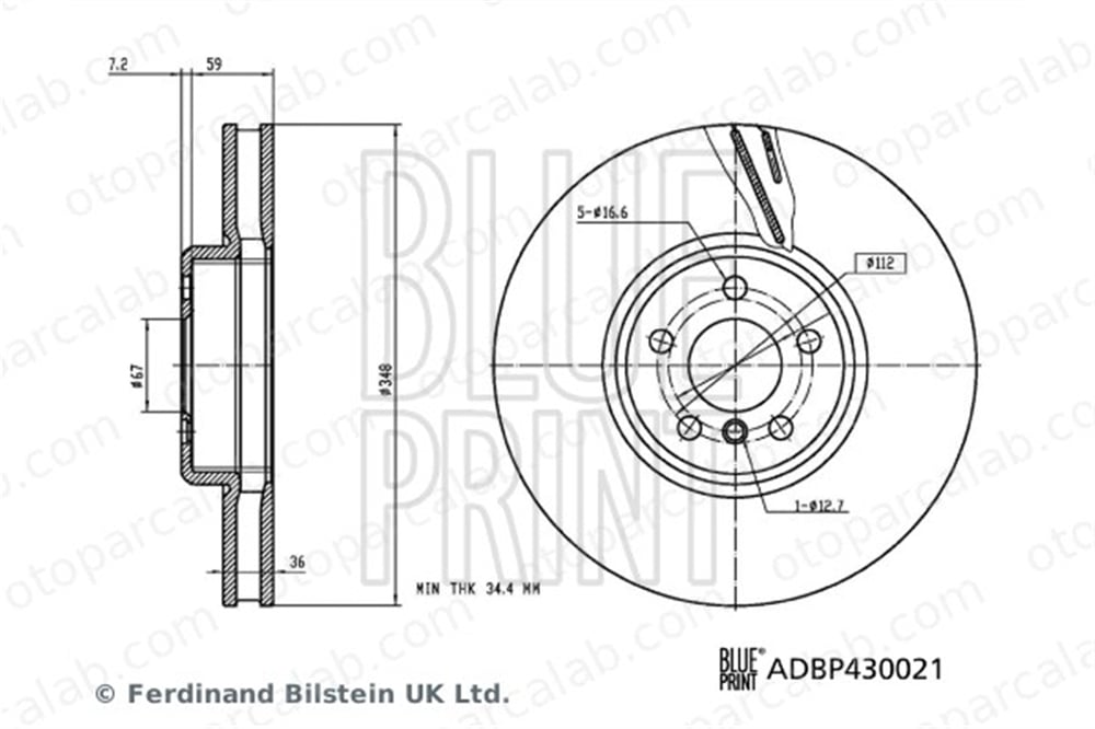 BLUE PRINT ADBP430021 Fren Disk Ayna Ön Sağ BMW 5 5 Touring ADBP430021 34106880076