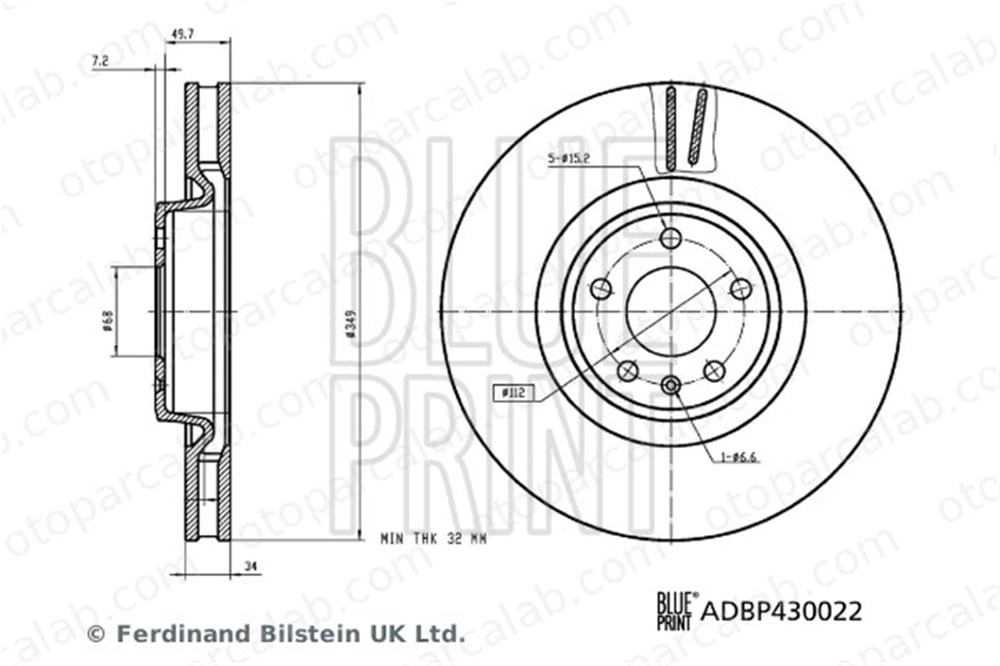BLUE PRINT ADBP430022 Fren Disk Ayna Ön Sağ ve Sol AUDI A6 C8 A6 C8 Avant 4M0615301AB 4M0615301AN
