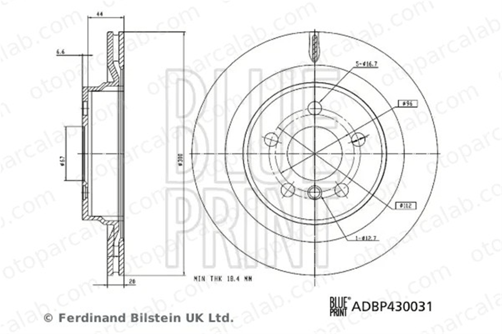 BLUE PRINT ADBP430031 Fren Disk Ayna Arka Sağ ve Sol BMW X2 X1 34206891086 34216799369