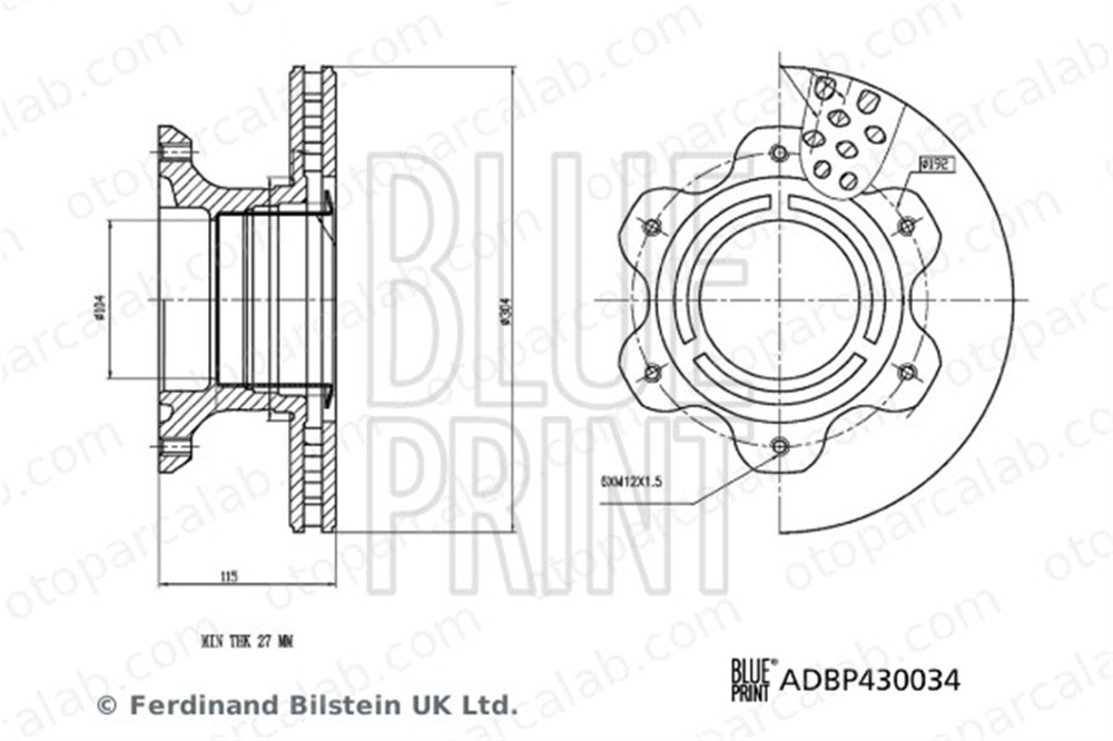 BLUE PRINT ADBP430034 Fren Disk Ayna Arka Sağ ve Sol MERCEDES-BENZ SPRINTER 5-t Platform şasi 9054200072 A9054200072