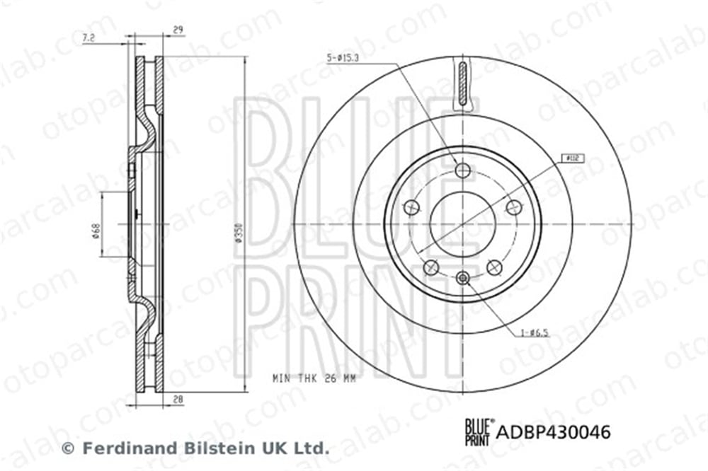 BLUE PRINT ADBP430046 Fren Disk Ayna Arka Sağ ve Sol AUDI A6 C8 A6 C8 Avant 4M0615601J 4M0615601P