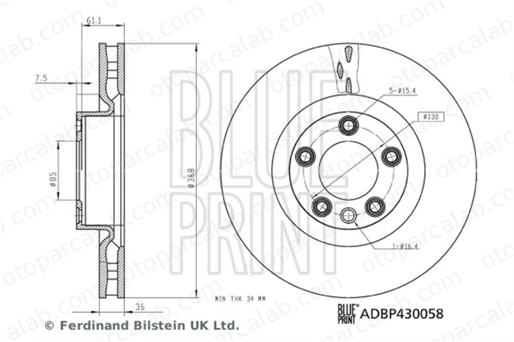BLUE PRINT ADBP430058 Fren Disk Ayna Ön Sağ ve Sol PORSCHE CAYENNE VW TOUAREG 7L8615301A 95535140300