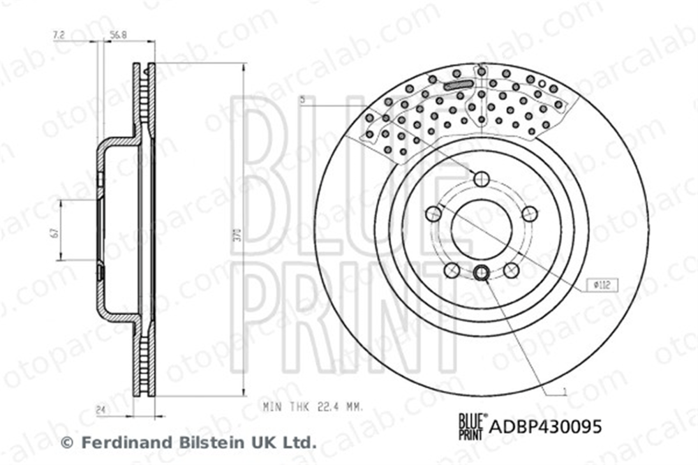 BLUE PRINT ADBP430095 Fren Disk Ayna Arka Sağ ve Sol BMW 7 X5 342169e010 34216860927