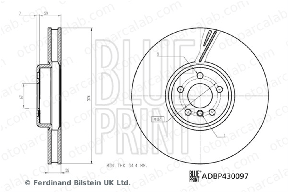 BLUE PRINT ADBP430097 Fren Disk Ayna Ön Sağ ve Sol BMW 6 Gran Turismo 7 34116875283