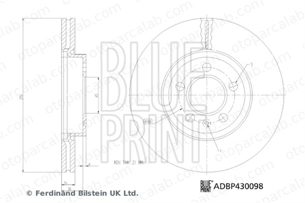 BLUE PRINT ADBP430098 Fren Disk Ayna Ön Sağ ve Sol SEAT IBIZA V VW POLO VI 2Q0615301H 2QB615301E