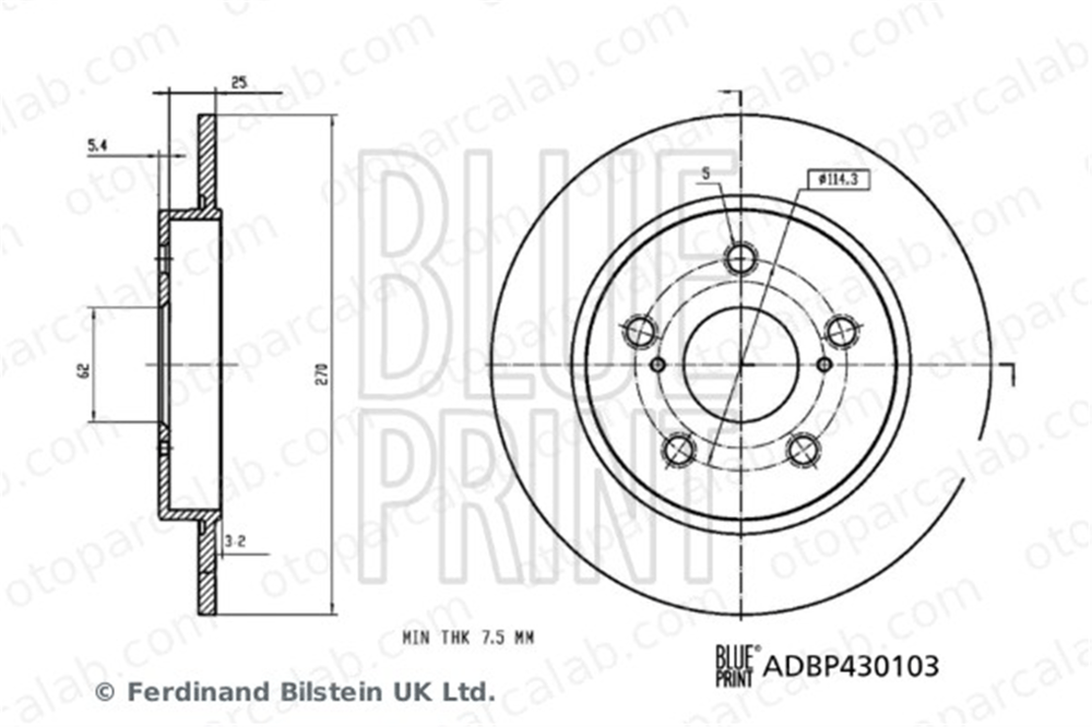 BLUE PRINT ADBP430103 Fren Disk Ayna Arka Sağ ve Sol TOYOTA COROLLA Hatchback COROLLA Sedan 4243102330