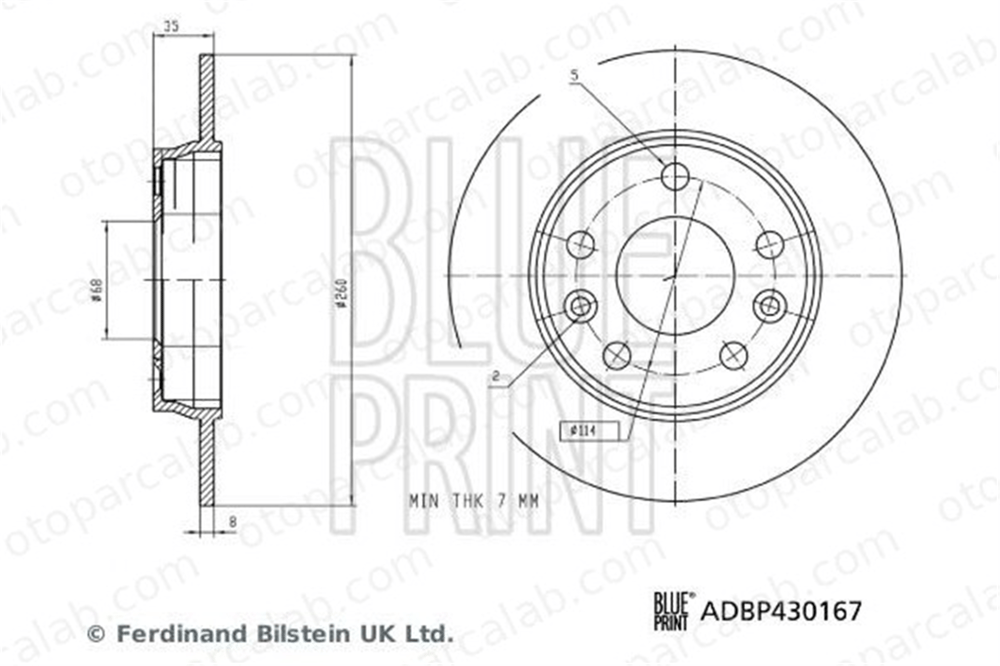 BLUE PRINT ADBP430167 Fren Disk Ayna Arka Sağ ve Sol RENAULT ZOE 440A09572R