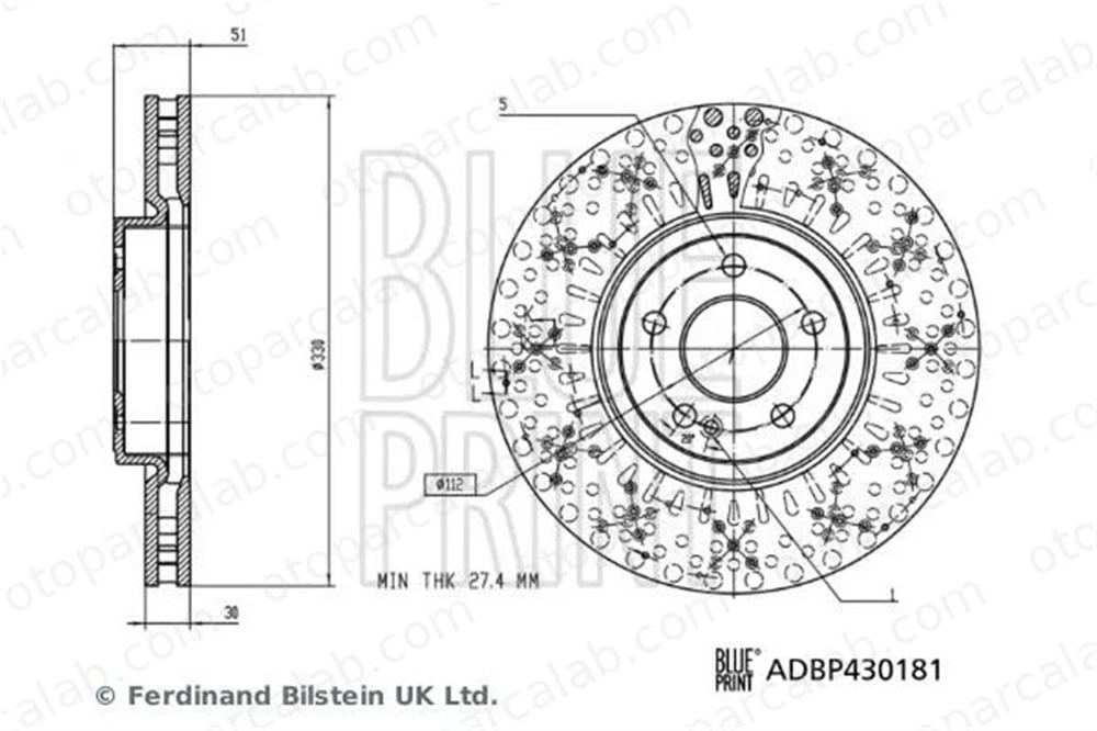 BLUE PRINT ADBP430181 Fren Disk Ayna Ön Sağ ve Sol MERCEDES-BENZ CLA GLA 2474212012 247421201207