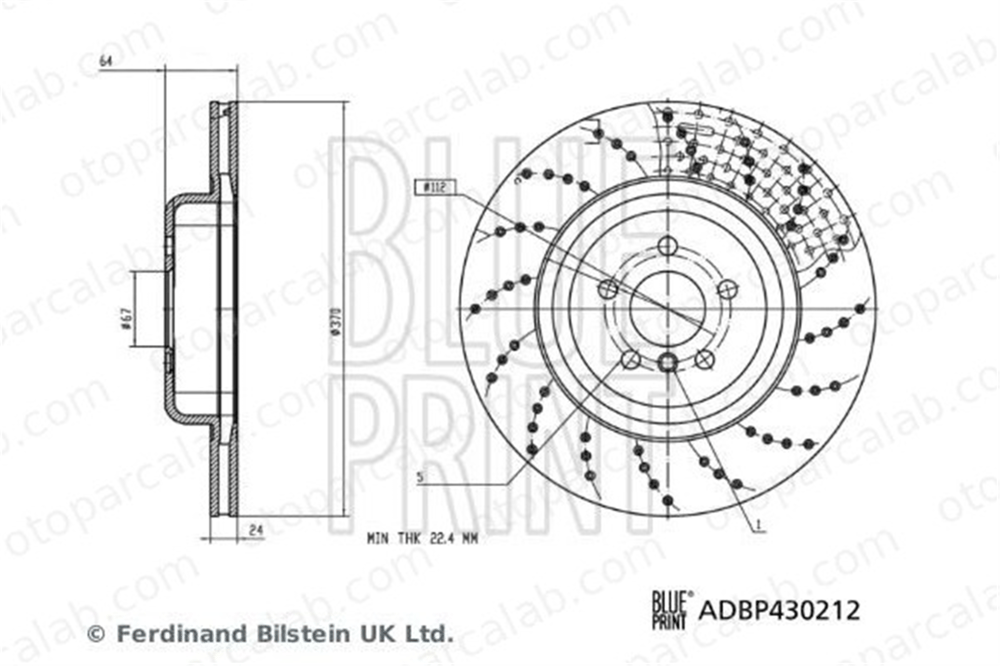 BLUE PRINT ADBP430212 Fren Disk Ayna Arka Sağ BMW 5 5 Touring 34216878180