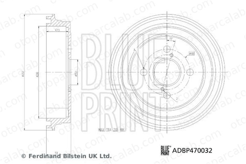 BLUE PRINT ADBP470032 Kampana Arka Sağ veya Sol TOYOTA YARIS YARIS / VIOS Sedan 4243152070