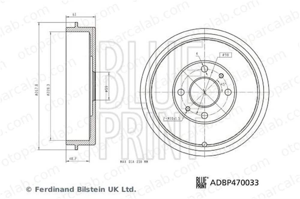 BLUE PRINT ADBP470033 Kampana Arka Sağ veya Sol FIAT TEMPRA S.W. TEMPRA 60814839 7769850