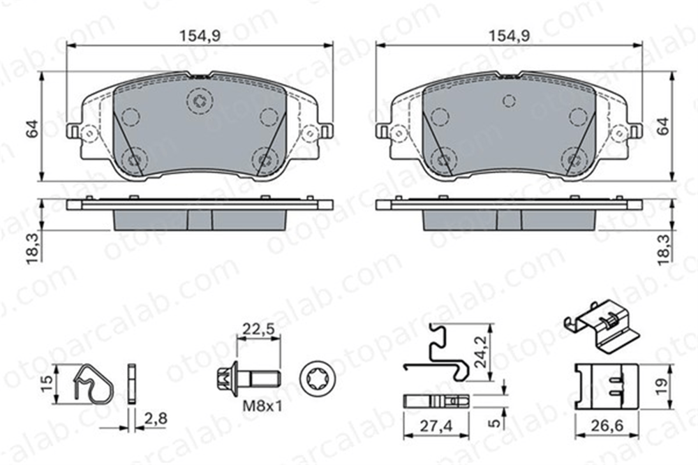 BOSCH 0 986 460 291 Fren Disk Balata Ön PEUGEOT 208 II 2008 II 1681371180 K1681371180