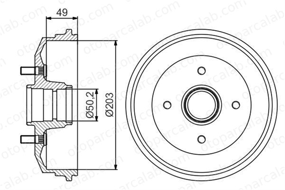 BOSCH 0 986 477 259 Kampana Arka Sağ veya Sol FORD ESCORT V ESCORT V Turnier 4615A127 4615A205