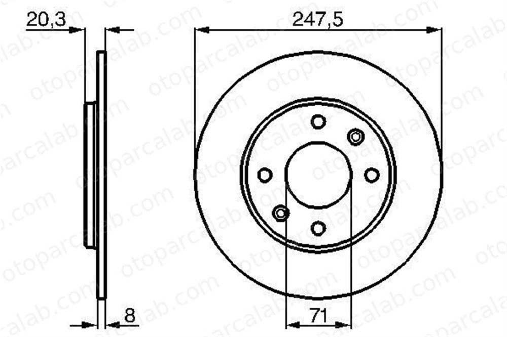 BOSCH 0 986 478 371 Fren Disk Ayna Arka Sağ ve Sol PEUGEOT 309 I 309 II 424699 4246H0