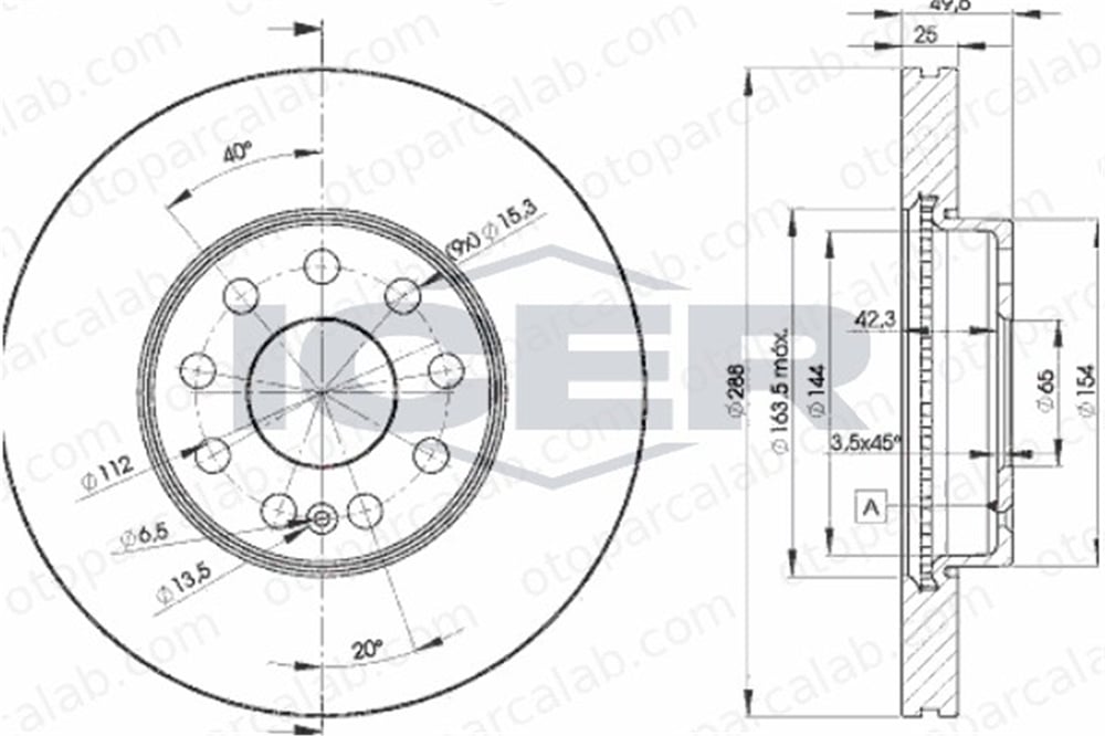 BOSCH 0 986 479 939 Fren Disk Ayna Ön Sağ ve Sol VW GOLF VII SEAT LEON 1K0615301T 1K0615301K