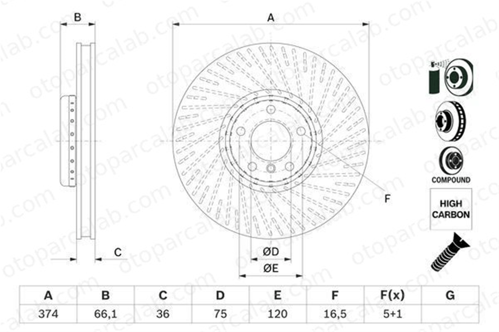 BOSCH 0 986 479 E63 Fren Disk Ayna Ön Sağ ve Sol BMW 7 5 Gran Turismo 34106898732 34116783778