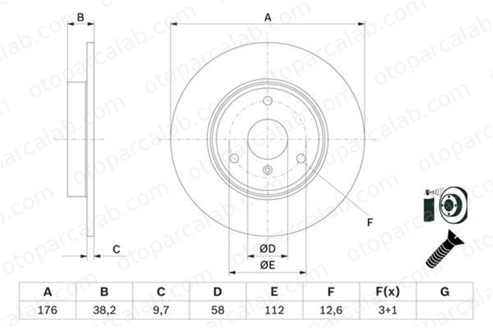 BOSCH 0 986 479 E74 Fren Disk Ayna Ön Sağ ve Sol SMART FORTWO Coupe FORTWO Cabrio 4514210112 A4514210112