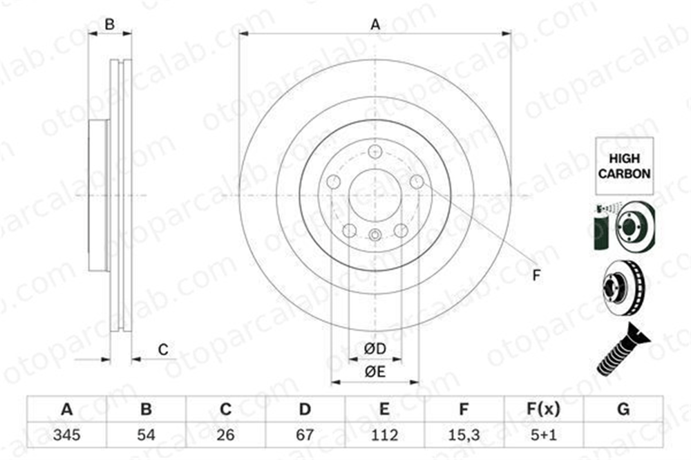 BOSCH 0 986 479 F69 Fren Disk Ayna Arka Sağ ve Sol MERCEDES-BENZ GLE Coupe GLE A1664230512 1664230512