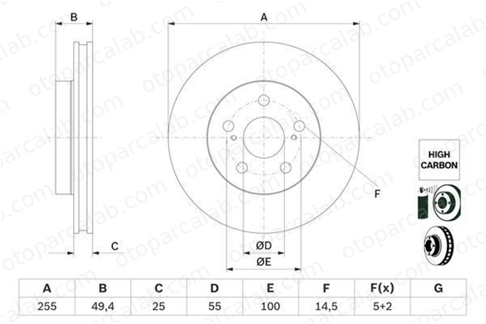 BOSCH 0 986 479 F72 Fren Disk Ayna Ön Sağ ve Sol TOYOTA PRIUS PRIUS PHV 4351247060