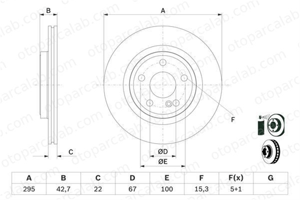 BOSCH 0 986 479 F75 Fren Disk Ayna Arka Sağ ve Sol MERCEDES-BENZ CLA Coupe CLA Shooting Brake A2464230812 2464230812