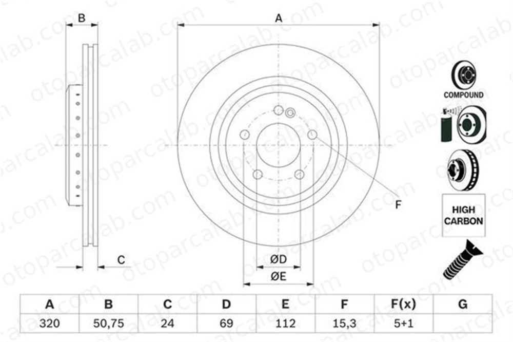 BOSCH 0 986 479 G36 Fren Disk Ayna Arka Sağ ve Sol MERCEDES-BENZ S-SERISI S-SERISI Coupe 2224200472 2224231000