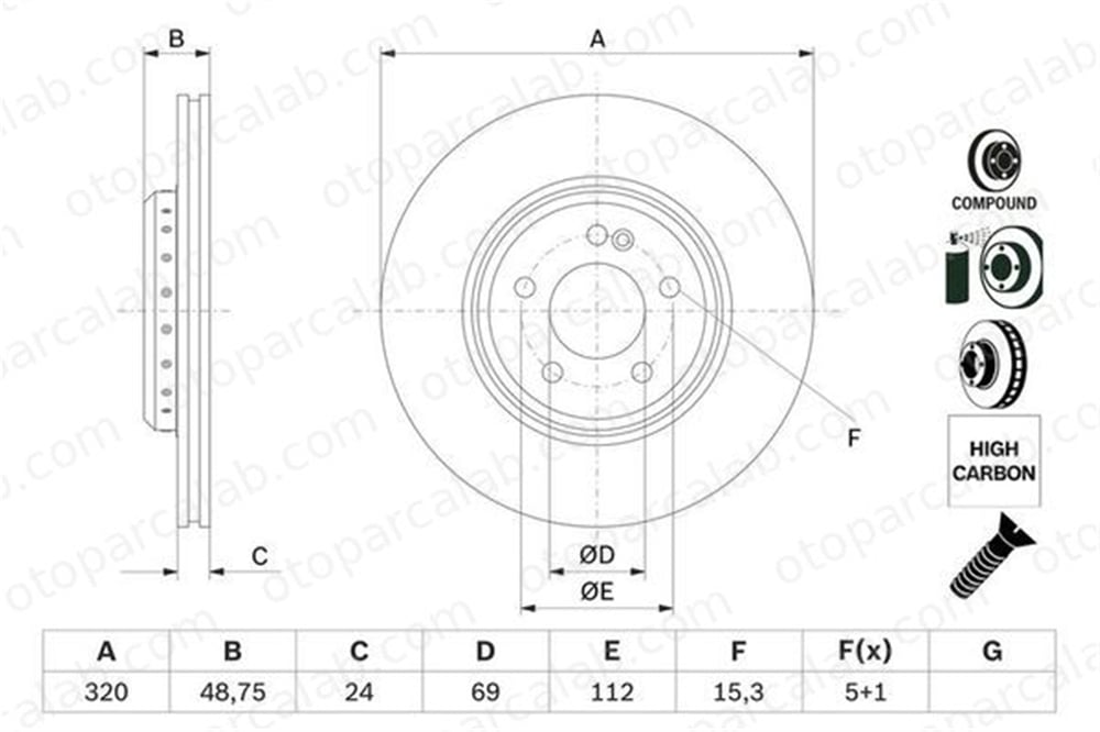 BOSCH 0 986 479 G39 Fren Disk Ayna Arka Sağ ve Sol MERCEDES-BENZ GLC Coupe GLC 4230712 0004230712