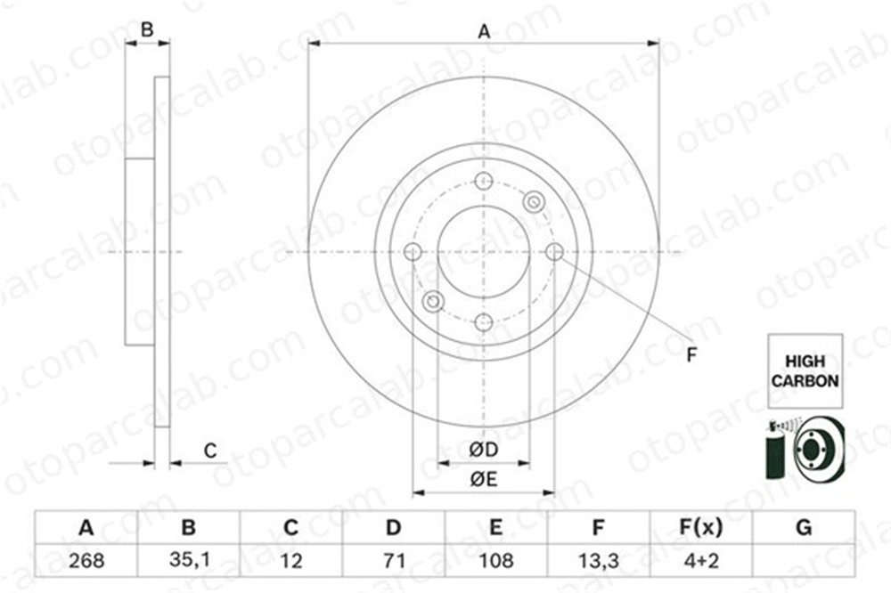 BOSCH 0 986 479 H54 Fren Disk Ayna Arka Sağ ve Sol CITROËN C4 X OPEL CORSA F 1670945780