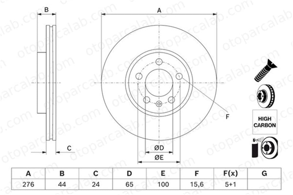 BOSCH 0 986 479 H71 Fren Disk Ayna Ön Sağ ve Sol SEAT IBIZA V ARONA 2Q0615301H