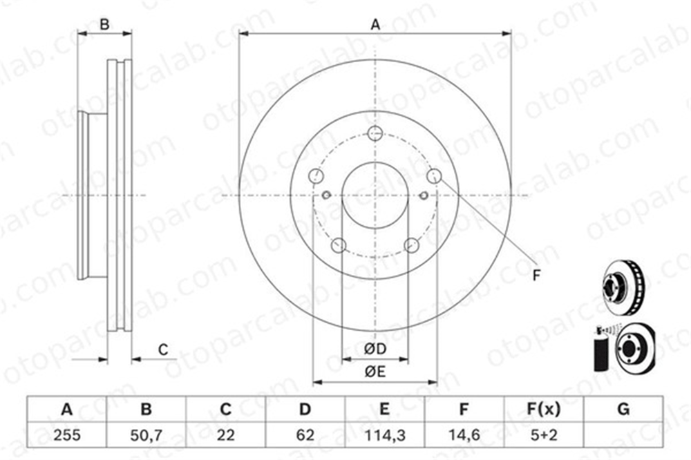 BOSCH 0 986 479 J02 Fren Disk Ayna Ön Sağ ve Sol TOYOTA CROWN 4351222240