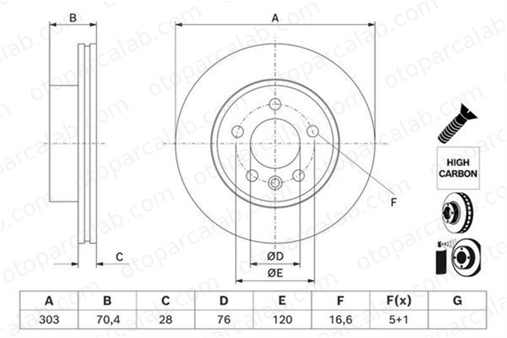 BOSCH 0 986 479 J83 Fren Disk Ayna Ön Sağ ve Sol MAN TGE Panelvan/Van VW CRAFTER Panelvan/Van 2N0615301A 2N0615301D