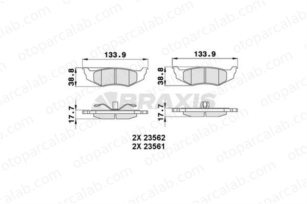 BRAXIS AA0255 Fren Disk Balata Arka CHRYSLER PT CRUISER STRATUS 5011631AA 05011631AA