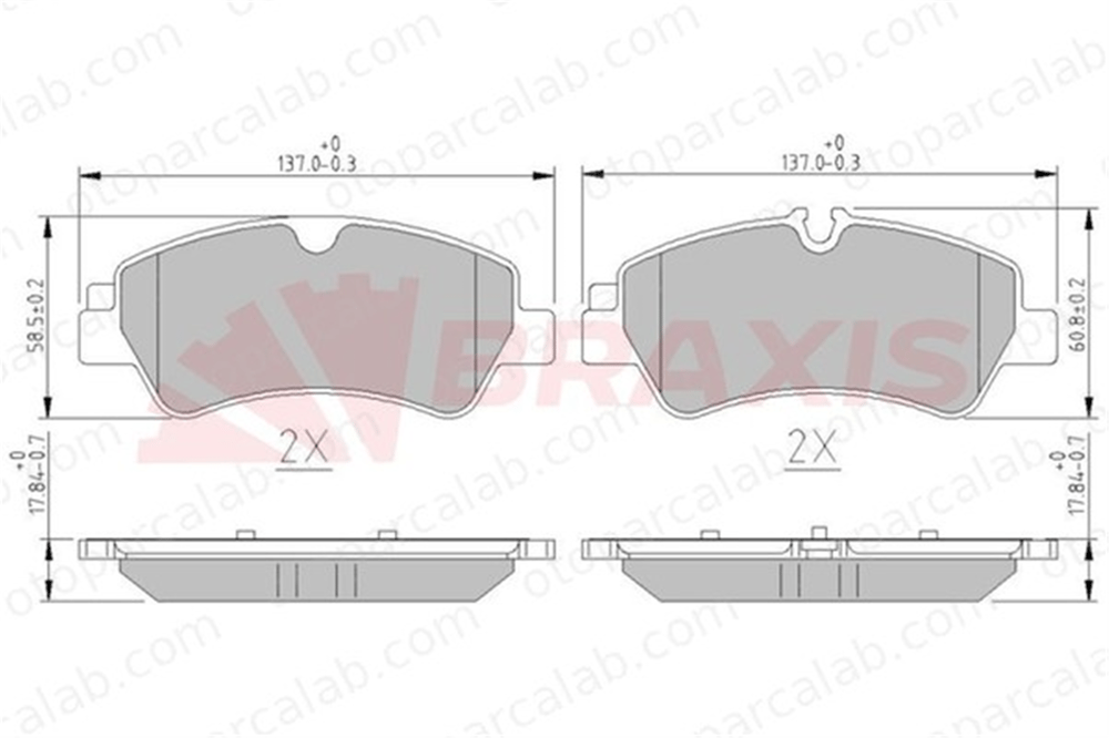 BRAXIS AA0600 Fren Disk Balata Arka FORD TRANSIT V363 Platform şasi TRANSIT V363 Panelvan/Van BK212M008AC 1840037