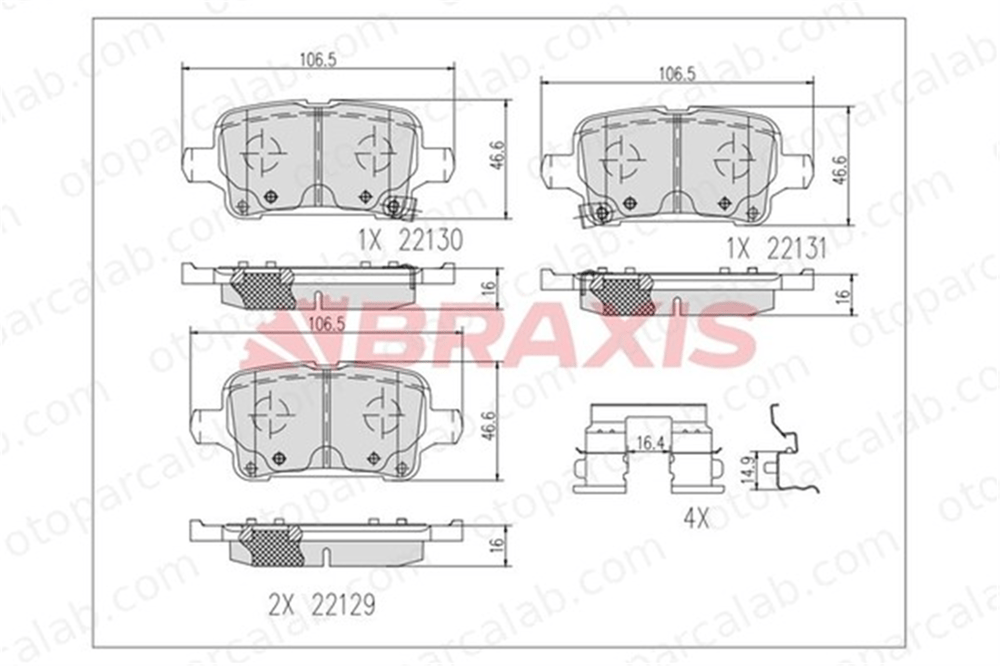 BRAXIS AA0655 Fren Disk Balata Arka OPEL ASTRA K ASTRA K Sports Tourer 1684934880 39037199