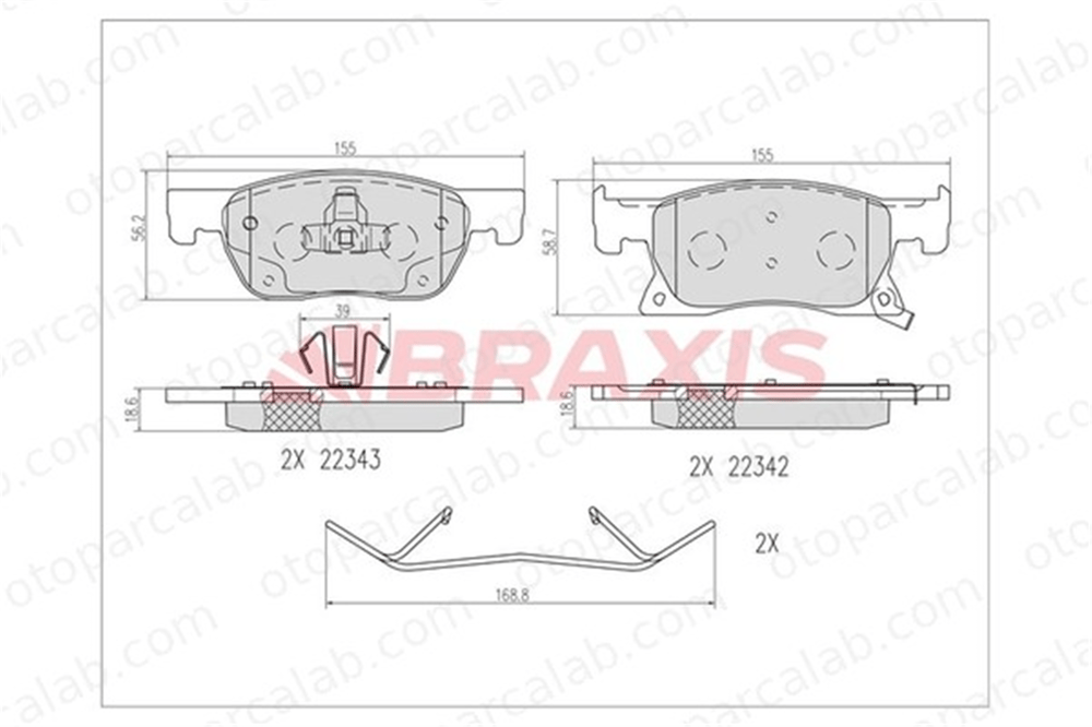 BRAXIS AA0673 Fren Disk Balata Ön OPEL ASTRA K ASTRA K Sports Tourer 13478300