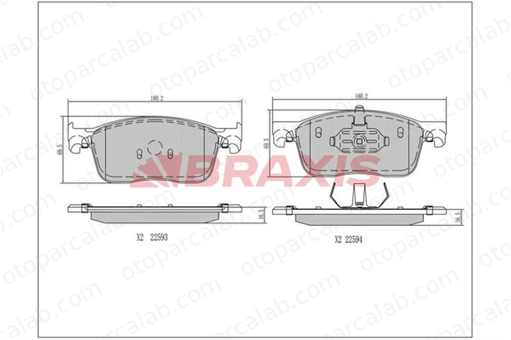 BRAXIS AA0704 Fren Disk Balata Ön CITROËN SPACETOURER Minibüs/Otobüs JUMPY Panelvan/Van 1613260780 SU001A3132