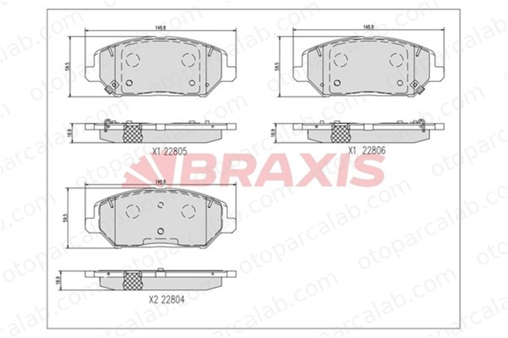 BRAXIS AA0749 Fren Disk Balata Ön HYUNDAI i30 i30 Station wagon 58101G4A00 58101G4A10