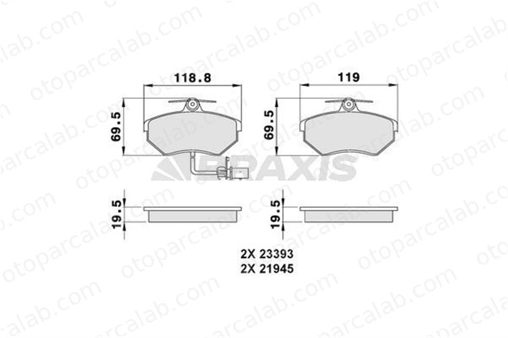 BRAXIS AB0038 Fren Disk Balata Ön AUDI A4 B5 Avant A4 B6 8E0698151B 8E0698151M