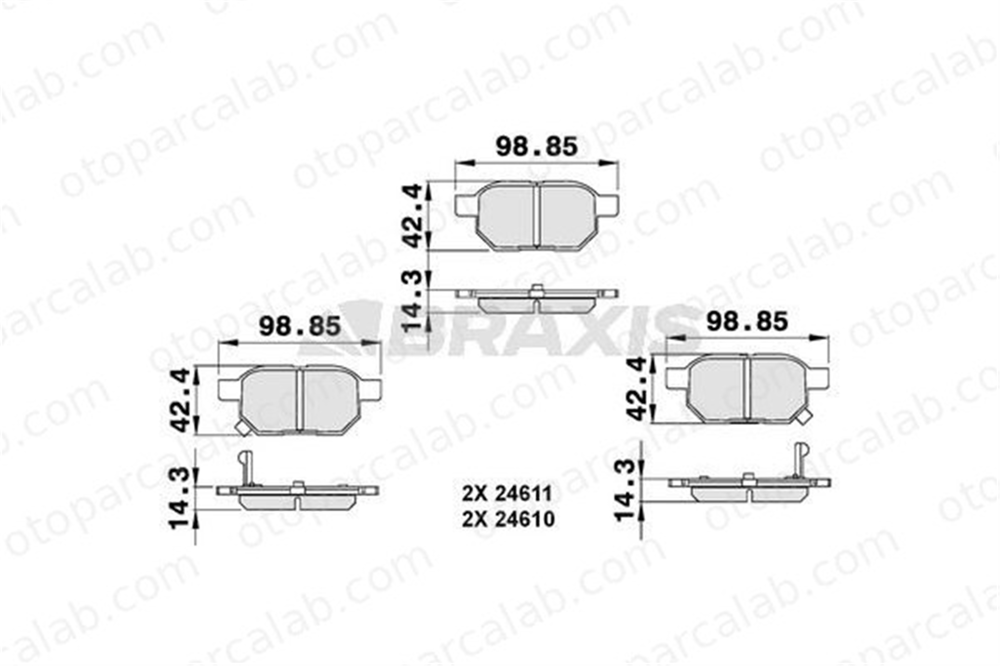 BRAXIS AB0138 Fren Disk Balata Arka TOYOTA AURIS COROLLA Sedan 446612140 04466-12140