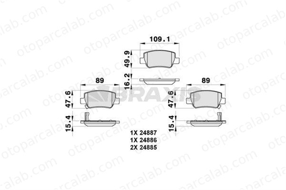 BRAXIS AB0278 Fren Disk Balata Arka TOYOTA AVENSIS Sedan AVENSIS Station wagon 446605040 0446605040