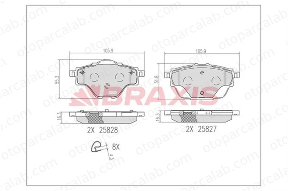 BRAXIS AB0610 Fren Disk Balata Arka PEUGEOT 308 II CITROËN C4 PICASSO II 1609000980 1619791280