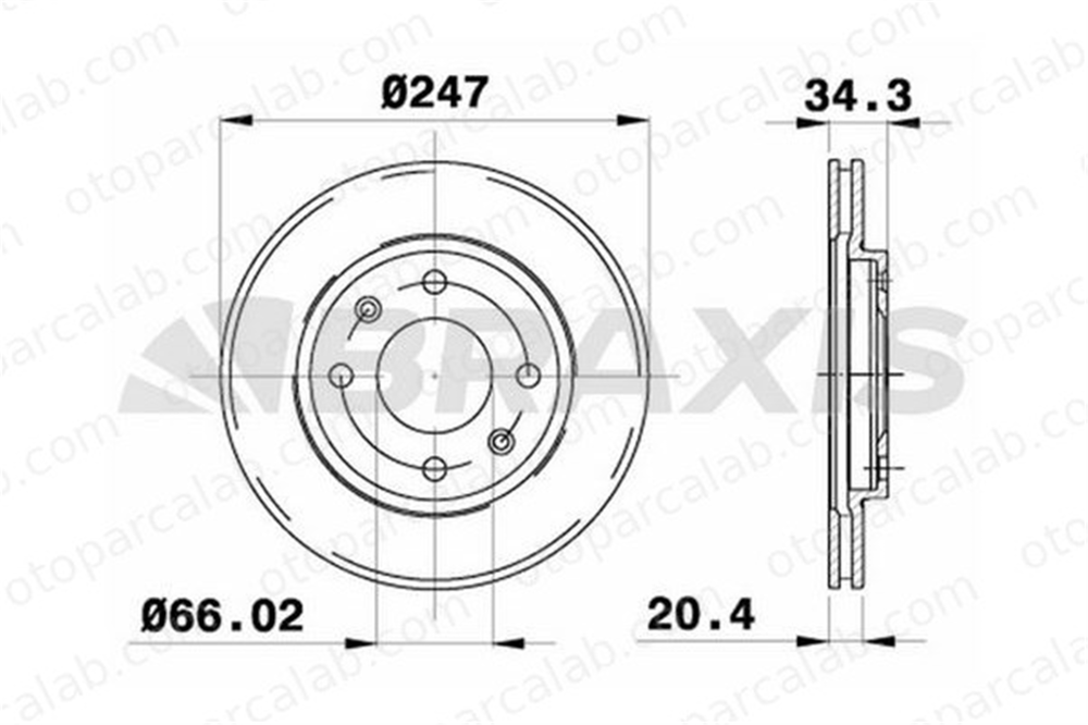BRAXIS AE0009 Fren Disk Ayna Ön Sağ ve Sol CITROËN SAXO XSARA 424996