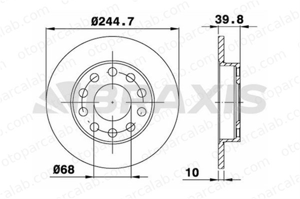BRAXIS AE0167 Fren Disk Ayna Arka Sağ ve Sol AUDI A4 B7 Avant A4 B7 895615601A 8E0615601P