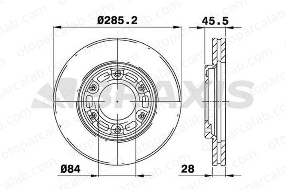 BRAXIS AE0358 Fren Disk Ayna Ön Sağ ve Sol TOYOTA HIACE IV Panelvan/Van HIACE IV Minibüs/Otobüs DF4116 4351226140