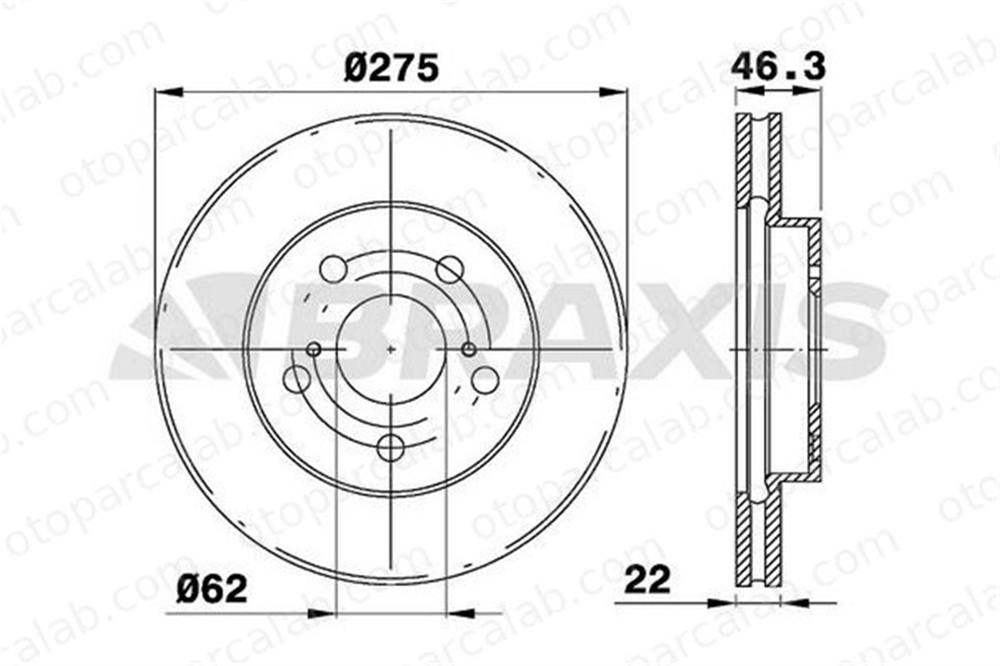 BRAXIS AE0366 Fren Disk Ayna Ön Sağ ve Sol TOYOTA AURIS COROLLA Sedan 4351212670