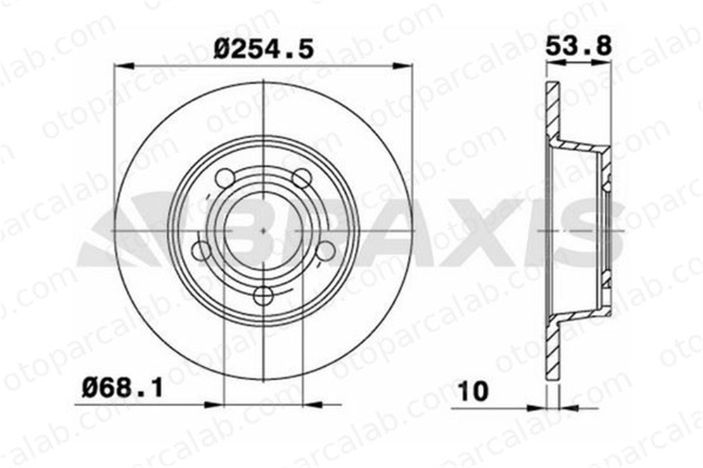 BRAXIS AE0564 Fren Disk Ayna Arka Sağ ve Sol AUDI A6 C5 Avant A6 C5 4B0615601A