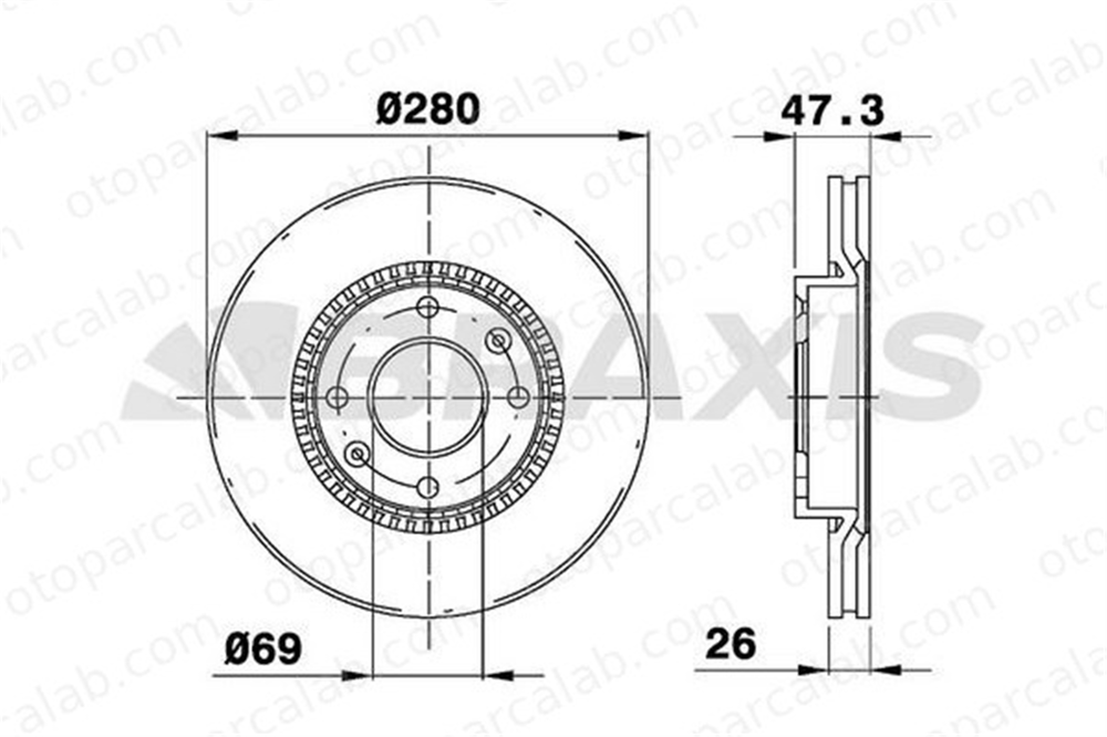 BRAXIS AE0567 Fren Disk Ayna Ön Sağ ve Sol HYUNDAI ELANTRA III Sedan ELANTRA III 517123D300