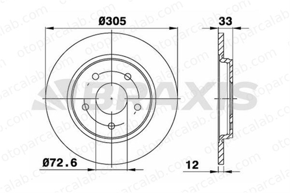 BRAXIS AE0676 Fren Disk Ayna Arka Sağ ve Sol DODGE JOURNEY FIAT FREEMONT K04721996AB