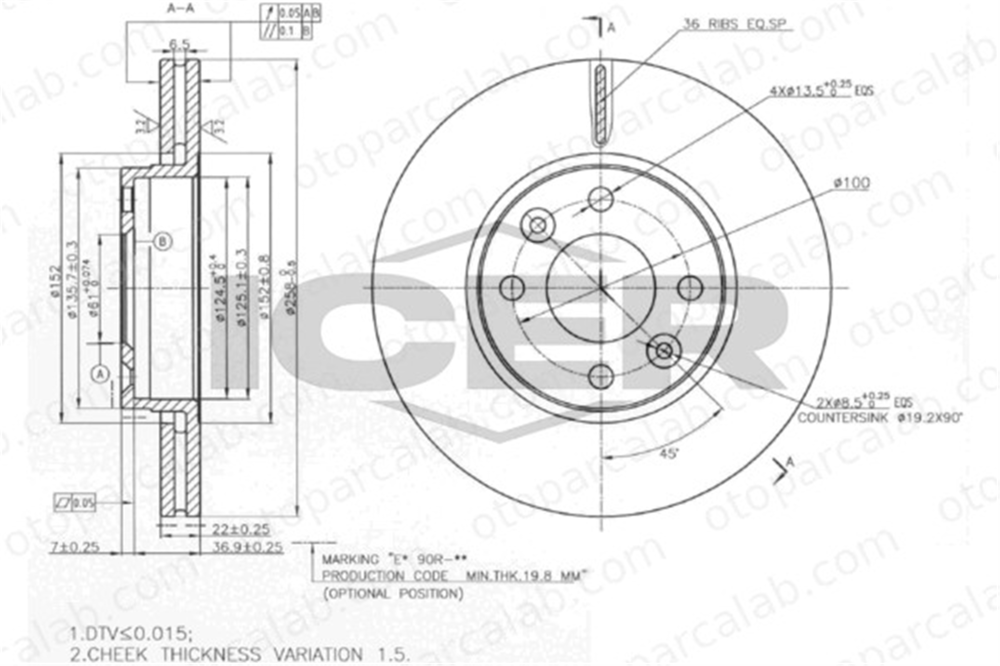 BRAXIS AE0808 Fren Disk Ayna Ön Sağ ve Sol RENAULT KANGOO / GRAND KANGOO II KANGOO Express 402061200R 402067025R