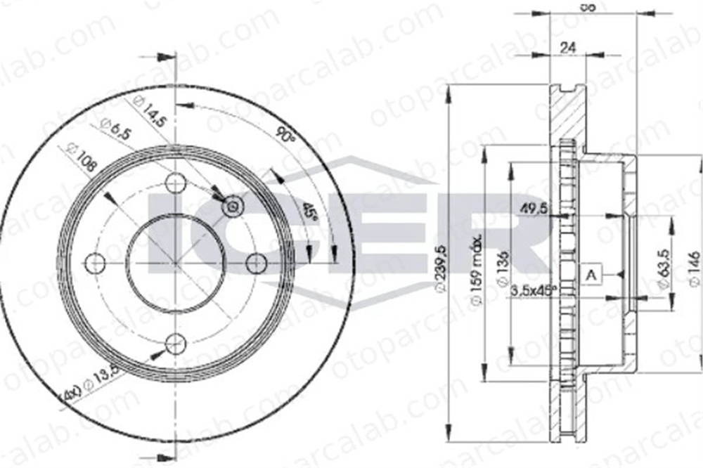 BRAXIS AE0820 Fren Disk Ayna Ön Sağ ve Sol FORD SIERRA II SIERRA II Turnier 5022659 1096104
