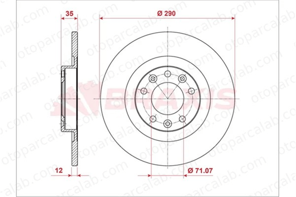 BRAXIS AE0860 Fren Disk Ayna Arka Sağ ve Sol PEUGEOT 308 II 308 SW II 1609583080